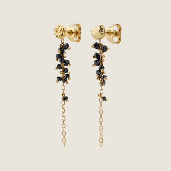 Me&Audrey RAW GOLD STUDS WITH BLACK CAVIAR Earrings